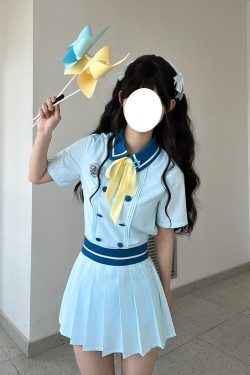 Waist-Defining Slimming Girl's Summer Dress - Sea Patrol Girl Pudding Bear JK Uniform College Style Fashion