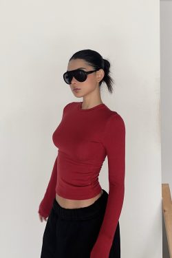 Warm Velvet Slim Fit Fitted Top - Soft Plush Waist-Defining Design - 90s Inspired - Available in 4 Colors