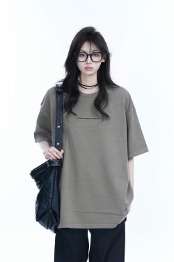 Washed Distressed Short Sleeve T-Shirt for Women - American Street Style with Unique Loose Round Neck