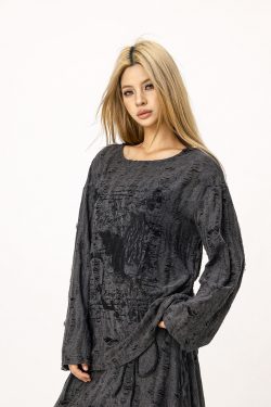 Wasteland Style Ripped Hoodie - Long Sleeve Drawstring Jazz Dance Top for Hot Girls - Casual Loose Fit