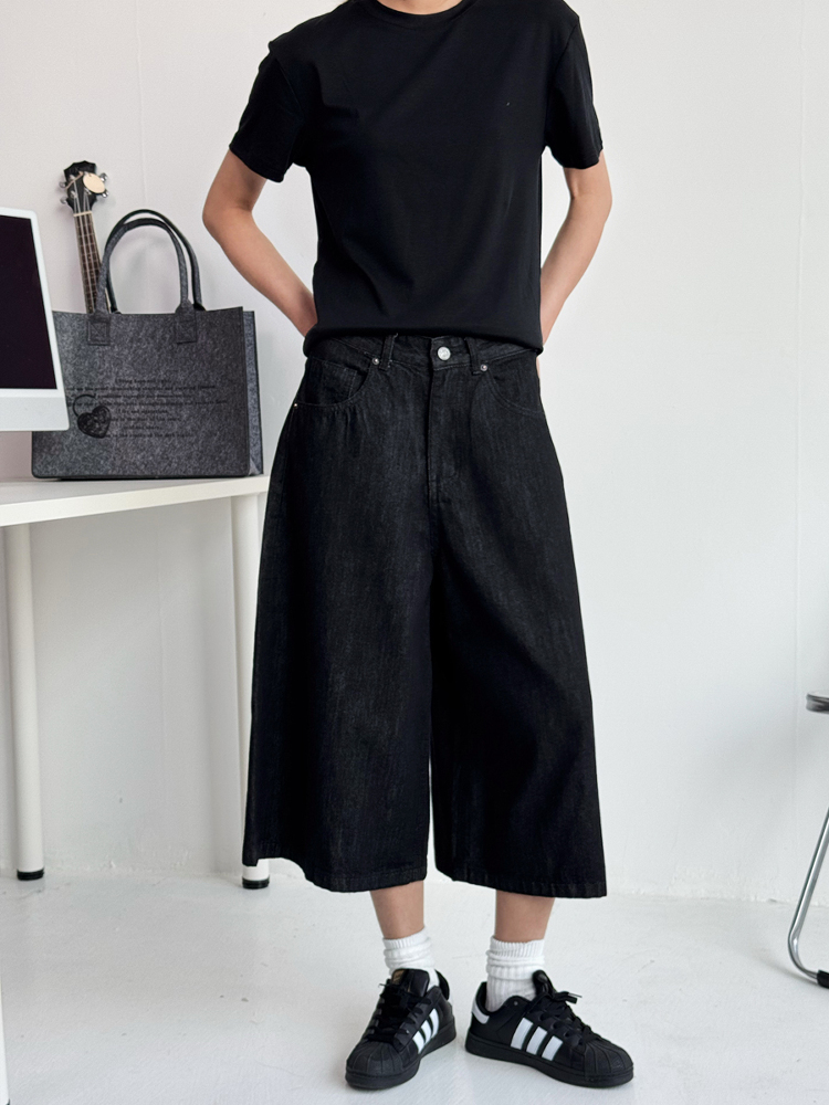 Water-Washed Denim Men's Straight-Leg Shorts - 2025 American Style Seven-Point Pants for Casual Summer Fashion Water-Washed Denim Men's Straight-Leg Shorts - 2025 American Style Seven-Point Pants for Casual Summer Fashion