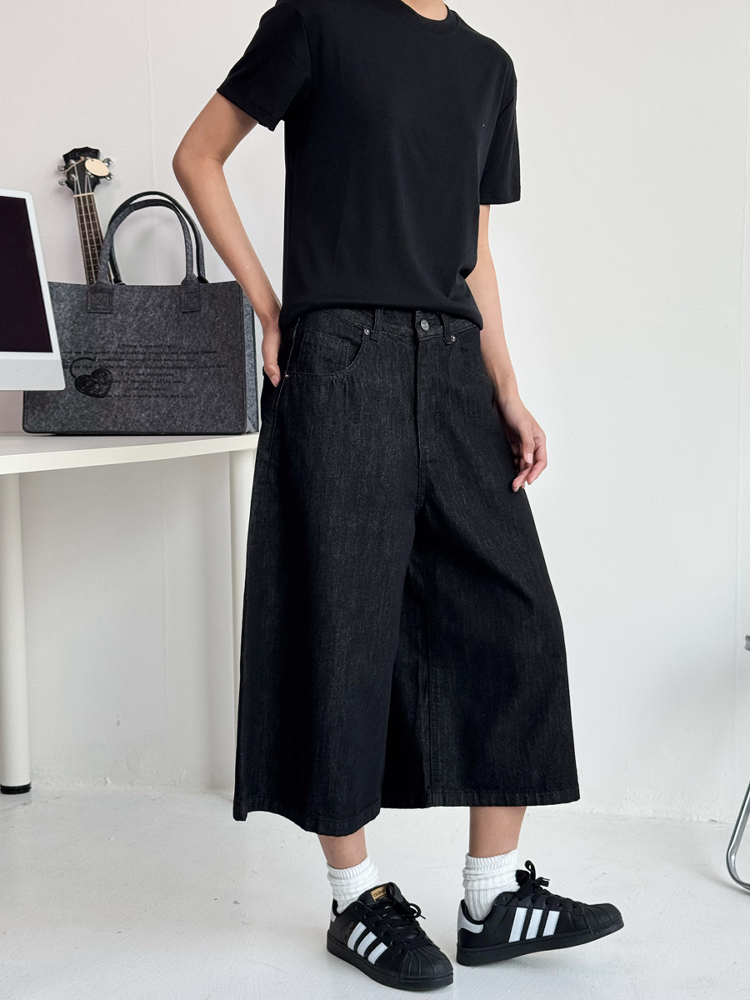 Water-Washed Denim Men's Straight-Leg Shorts - 2025 American Style Seven-Point Pants for Casual Summer Fashion Water-Washed Denim Men's Straight-Leg Shorts - 2025 American Style Seven-Point Pants for Casual Summer Fashion