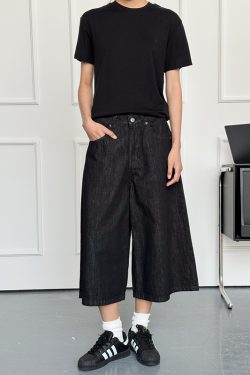 Water-Washed Denim Men's Straight-Leg Shorts - 2025 American Style Seven-Point Pants for Casual Summer Fashion