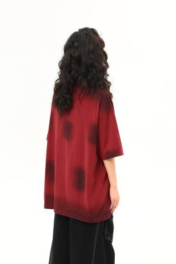 Water-Washed Heavyweight Red Short-Sleeve T-Shirt for Men and Women - American Street Style Trendy Couple Top, Summer Fashion Essential