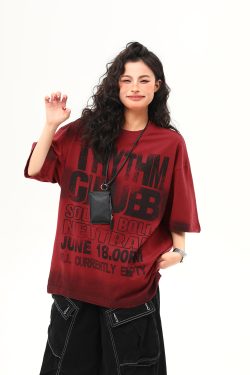 Water-Washed Heavyweight Red Short-Sleeve T-Shirt for Men and Women - American Street Style Trendy Couple Top, Summer Fashion Essential