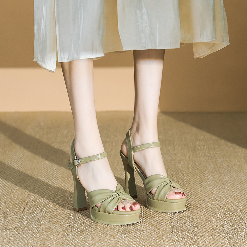 Waterproof Platform Super High Heel Sandals with Single Buckle - Sexy 10CM Chunky Heels for Women, Versatile Summer Style Waterproof Platform Super High Heel Sandals with Single Buckle - Sexy 10CM Chunky Heels for Women, Versatile Summer Style