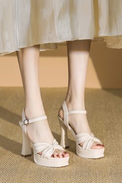 Waterproof Platform Super High Heel Sandals with Single Buckle - Sexy 10CM Chunky Heels for Women, Versatile Summer Style