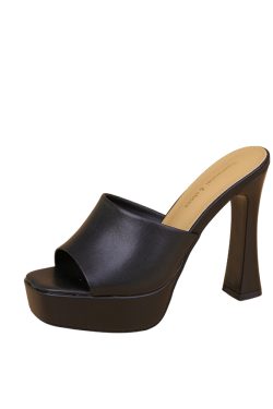 Waterproof Super High Heel Platform Sandals for Women - Peep-Toe Chunky Heel, Square Toe, One-Strap Summer Style 2025