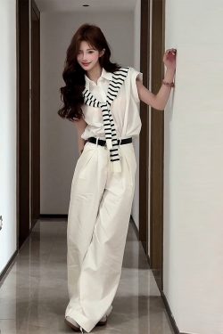 White Flutter Sleeve Short Sleeve Shirt for Women - French Style Summer Shawl Jacket, Loose Slimming Two-Piece Set, Trendy Fashion Top