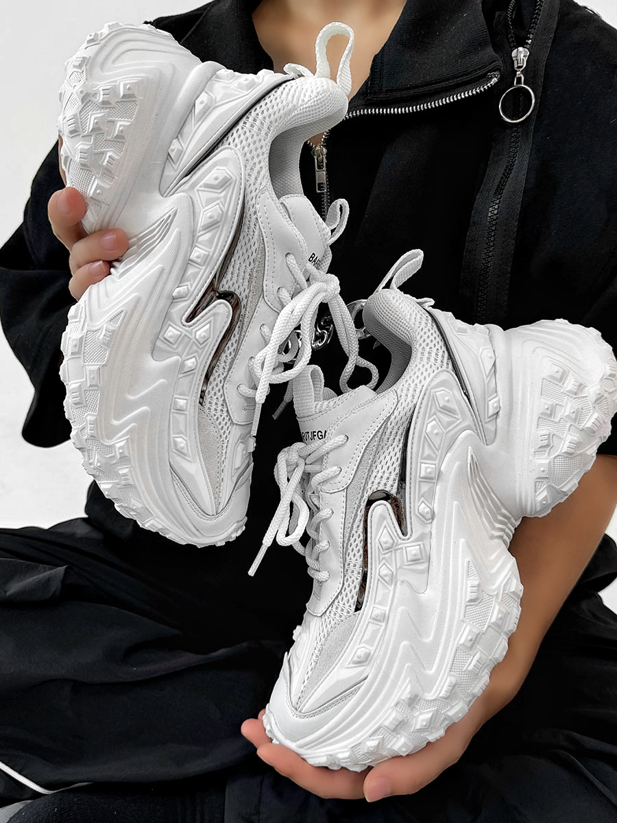 White Height-Increasing Mech Dad Shoes for Men and Women - Paris Street Style Trendy Niche Couple Shoes with Durable Sole White Height-Increasing Mech Dad Shoes for Men and Women - Paris Street Style Trendy Niche Couple Shoes with Durable Sole