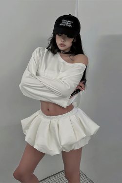 White Hepburn Floral Bud A-Line Skirt for Women - Summer Low-Waist Puff Half Skirt, Slimming Design for Effortless Style