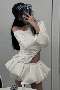 White Hepburn Floral Bud A-Line Skirt for Women - Summer Low-Waist Puff Half Skirt, Slimming Design for Effortless Style