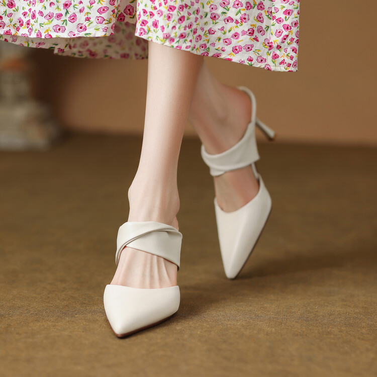 White High-Heeled Sandals for Women with Single Strap and Rhinestone Accent - Stylish Summer Footwear White High-Heeled Sandals for Women with Single Strap and Rhinestone Accent - Stylish Summer Footwear