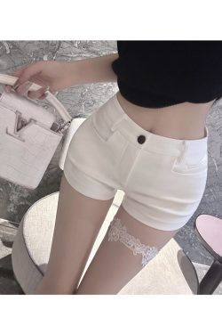 White High-Waisted Tailored Slim-Fit Shorts for Women - Versatile Hot Pants for Summer Fashion