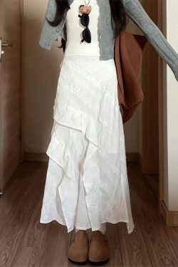 White Long Half Skirt 2025 - Korean Style Plus Size Irregular Mermaid Cake Skirt for a Slimming Look