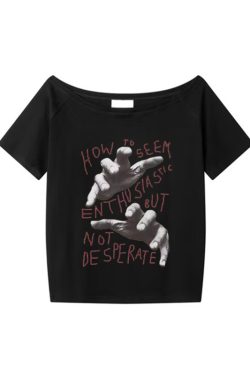 White Off-Shoulder Palm Print T-Shirt - Women's Short Sleeve Casual Summer Top, Loose Fit for Effortless Style