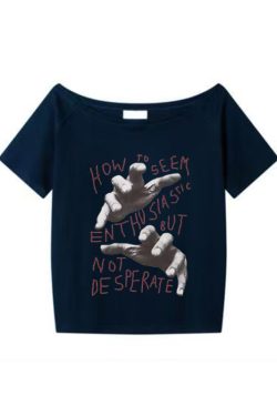 White Off-Shoulder Palm Print T-Shirt - Women's Short Sleeve Casual Summer Top, Loose Fit for Effortless Style