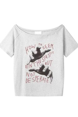 White Off-Shoulder Palm Print T-Shirt - Women's Short Sleeve Casual Summer Top, Loose Fit for Effortless Style