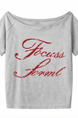 White Off-Shoulder T-Shirt for Women - Summer Letter Print, Slim Fit, Short Sleeve Cropped Top, Sexy Shoulder-Baring Style