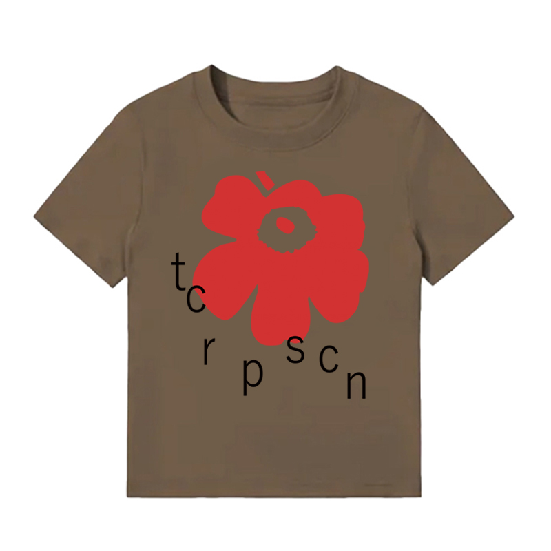 White Round Neck Short-Sleeve T-Shirt for Women with Red Floral Letter Print, Casual Slim Fit Summer Top, Y2K INS Style White Round Neck Short-Sleeve T-Shirt for Women with Red Floral Letter Print, Casual Slim Fit Summer Top, Y2K INS Style