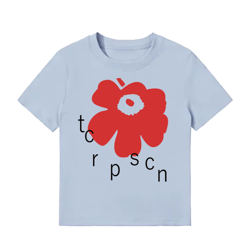 White Round Neck Short-Sleeve T-Shirt for Women with Red Floral Letter Print, Casual Slim Fit Summer Top, Y2K INS Style White Round Neck Short-Sleeve T-Shirt for Women with Red Floral Letter Print, Casual Slim Fit Summer Top, Y2K INS Style