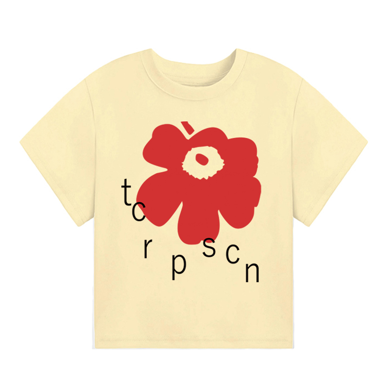 White Round Neck Short-Sleeve T-Shirt for Women with Red Floral Letter Print, Casual Slim Fit Summer Top, Y2K INS Style White Round Neck Short-Sleeve T-Shirt for Women with Red Floral Letter Print, Casual Slim Fit Summer Top, Y2K INS Style