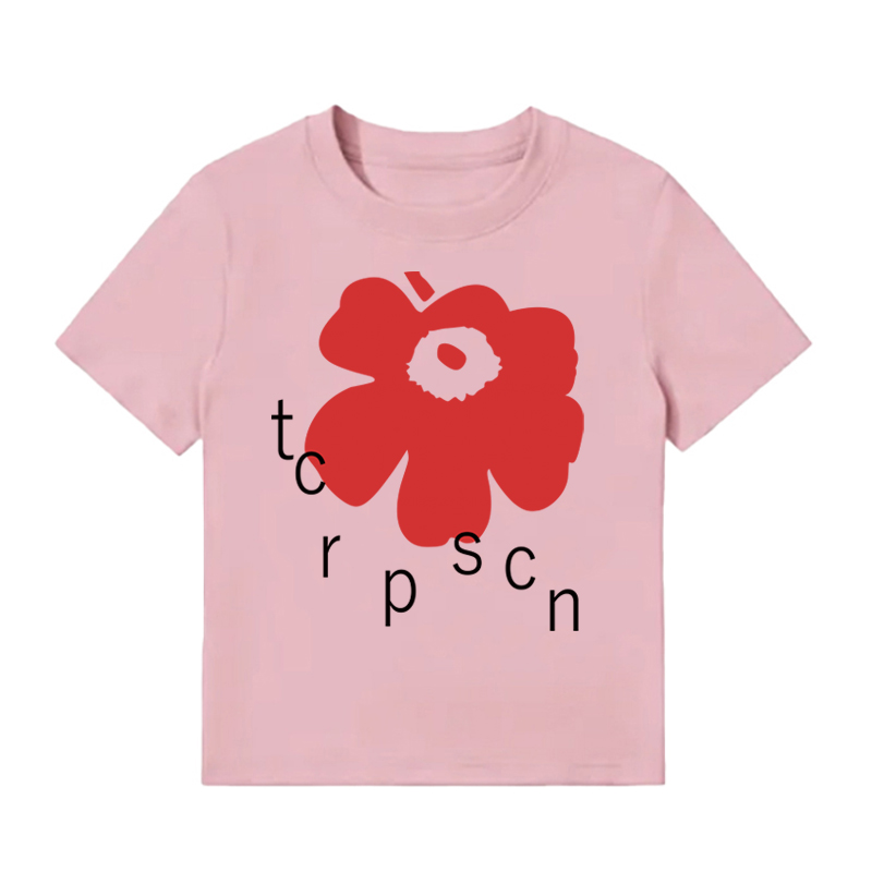 White Round Neck Short-Sleeve T-Shirt for Women with Red Floral Letter Print, Casual Slim Fit Summer Top, Y2K INS Style White Round Neck Short-Sleeve T-Shirt for Women with Red Floral Letter Print, Casual Slim Fit Summer Top, Y2K INS Style