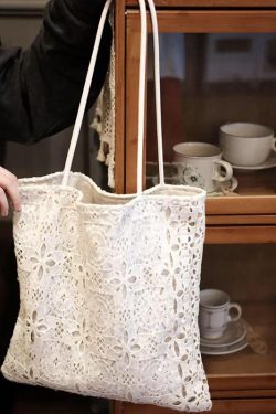 White Sequined Lace Handbag with Hollow Design - Large Capacity Commuter Tote & Shoulder Bag for Chic Everyday Style