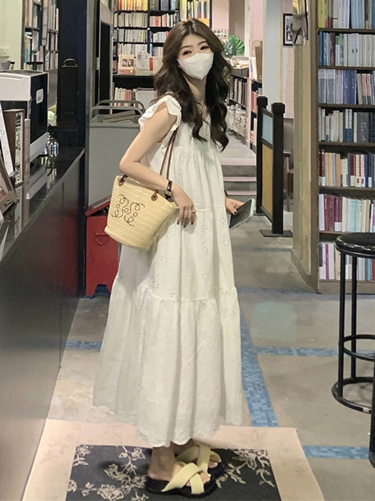 White Short Sleeve Plus Size A-Line Dress for Women, Summer Flattering Loose Fit, Elegant and Comfortable, Perfect for Chubby Figures White Short Sleeve Plus Size A-Line Dress for Women, Summer Flattering Loose Fit, Elegant and Comfortable, Perfect for Chubby Figures