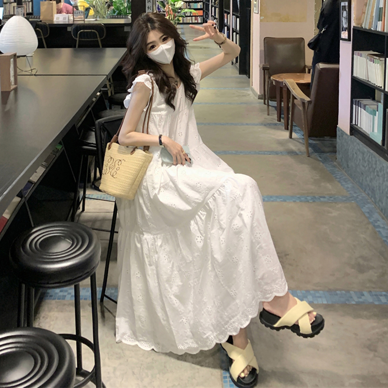 White Short Sleeve Plus Size A-Line Dress for Women, Summer Flattering Loose Fit, Elegant and Comfortable, Perfect for Chubby Figures White Short Sleeve Plus Size A-Line Dress for Women, Summer Flattering Loose Fit, Elegant and Comfortable, Perfect for Chubby Figures