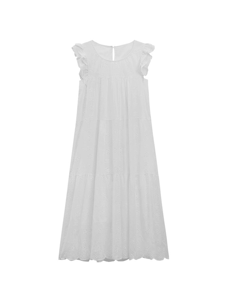 White Short Sleeve Plus Size A-Line Dress for Women, Summer Flattering Loose Fit, Elegant and Comfortable, Perfect for Chubby Figures White Short Sleeve Plus Size A-Line Dress for Women, Summer Flattering Loose Fit, Elegant and Comfortable, Perfect for Chubby Figures