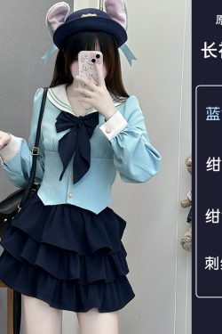 White Short-Sleeve Sailor Suit JK Uniform Set with Waist-Cinching Design - Cute Pudding Bear Style for Y2K Fashion