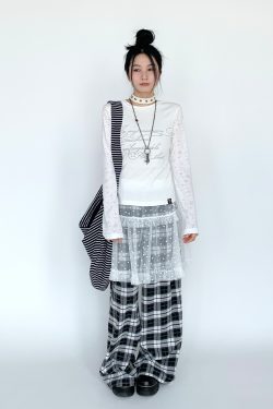 White Snow Lace Mesh Polka Dot Ruffled Elastic Waist Layered Sheer Half Skirt - Cute Y2K Style Party Skirt for Trendy Outfits