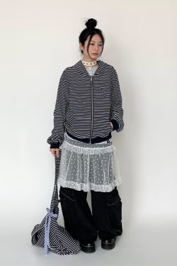 White Snow Lace Mesh Polka Dot Ruffled Elastic Waist Layered Sheer Half Skirt - Cute Y2K Style Party Skirt for Trendy Outfits