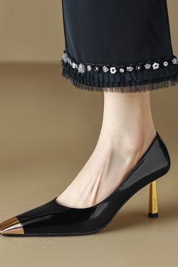 White Soft Leather High Heels for Women - Trendy Small Stiletto Pointed Mid-Heel Shoes, Italian Style, Elegant Footwear