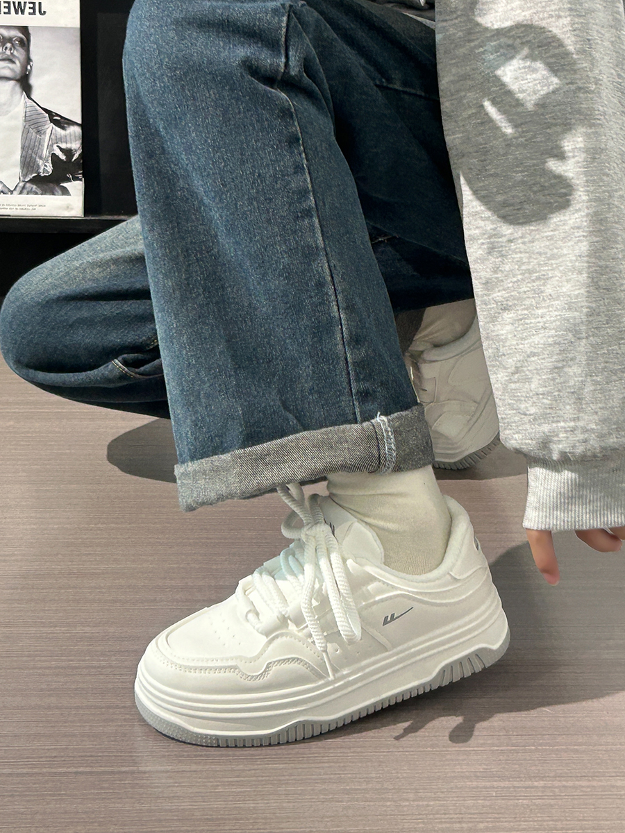 White Thick-Soled Casual Sneakers for Women - Simple Versatile Sports Shoes for Summer 2025, Trendy and Comfortable Footwear White Thick-Soled Casual Sneakers for Women - Simple Versatile Sports Shoes for Summer 2025, Trendy and Comfortable Footwear