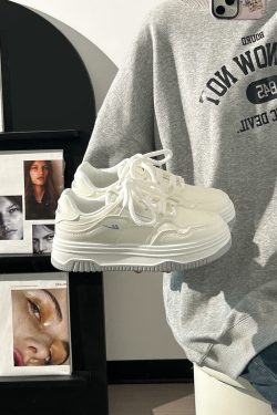 White Thick-Soled Casual Sneakers for Women - Simple Versatile Sports Shoes for Summer 2025, Trendy and Comfortable Footwear