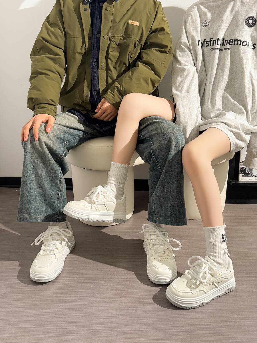 White Thick-Soled Casual Sneakers for Women - Simple Versatile Sports Shoes for Summer 2025, Trendy and Comfortable Footwear White Thick-Soled Casual Sneakers for Women - Simple Versatile Sports Shoes for Summer 2025, Trendy and Comfortable Footwear