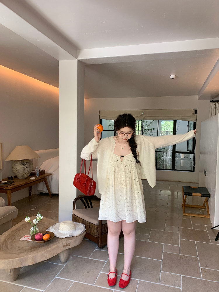 White Thin Knit Cardigan for Women - Soft, Sun-Protective Layering Item, Slightly Chubby, Misty Girl Style White Thin Knit Cardigan for Women - Soft, Sun-Protective Layering Item, Slightly Chubby, Misty Girl Style