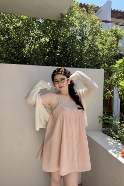 White Thin Knit Cardigan for Women - Soft, Sun-Protective Layering Item, Slightly Chubby, Misty Girl Style