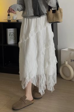 White Tulle Half-Length Skirt for Women, Plus-Size Irregular Design, Mid-Length Lace Skirt to Flatter Hips, 2025 Style