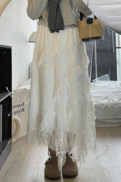 White Tulle Half-Length Skirt for Women, Plus-Size Irregular Design, Mid-Length Lace Skirt to Flatter Hips, 2025 Style