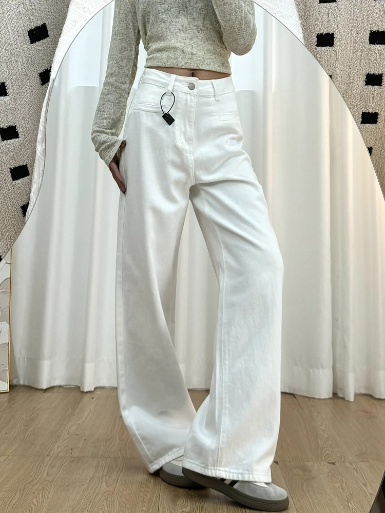 White Wide-Leg Jeans for Plus Size Women - 2025 New Style, Slimming Loose Straight-Leg Pants for Petite and Curvy Fit White Wide-Leg Jeans for Plus Size Women - 2025 New Style, Slimming Loose Straight-Leg Pants for Petite and Curvy Fit