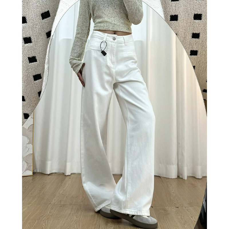White Wide-Leg Jeans for Plus Size Women - 2025 New Style, Slimming Loose Straight-Leg Pants for Petite and Curvy Fit White Wide-Leg Jeans for Plus Size Women - 2025 New Style, Slimming Loose Straight-Leg Pants for Petite and Curvy Fit