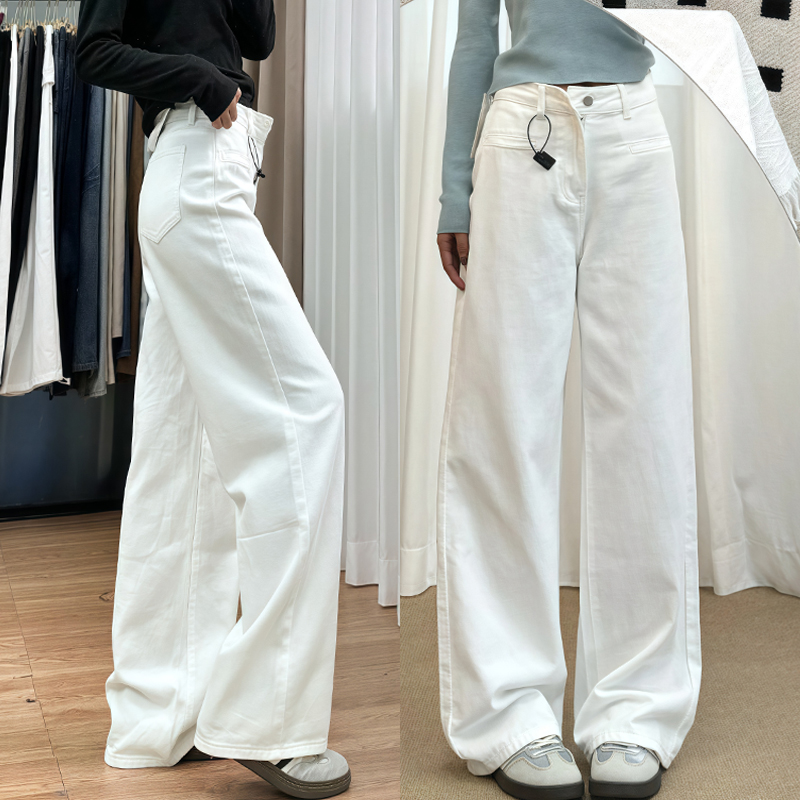 White Wide-Leg Pants for Women - Summer 2025 Thin Straight-Leg Jeans, Plus Size for Curvy Figures, Flattering Fit for Petites White Wide-Leg Pants for Women - Summer 2025 Thin Straight-Leg Jeans, Plus Size for Curvy Figures, Flattering Fit for Petites