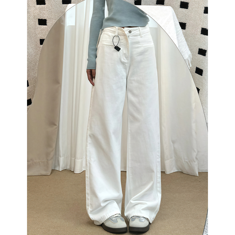 White Wide-Leg Pants for Women - Summer 2025 Thin Straight-Leg Jeans, Plus Size for Curvy Figures, Flattering Fit for Petites White Wide-Leg Pants for Women - Summer 2025 Thin Straight-Leg Jeans, Plus Size for Curvy Figures, Flattering Fit for Petites