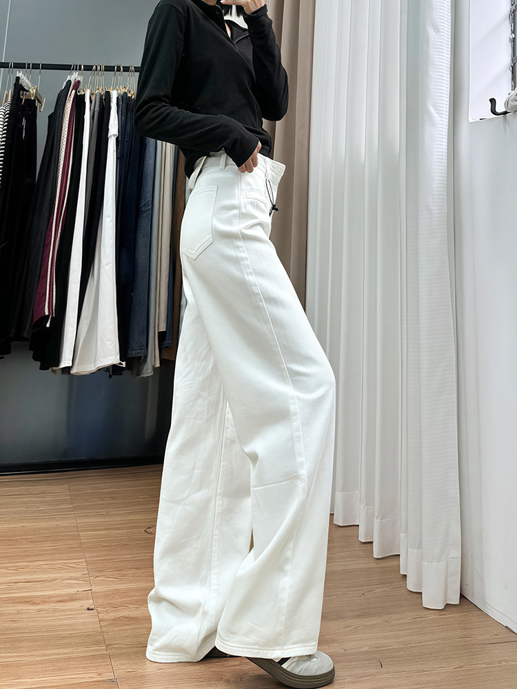 White Wide-Leg Pants for Women - Summer 2025 Thin Straight-Leg Jeans, Plus Size for Curvy Figures, Flattering Fit for Petites White Wide-Leg Pants for Women - Summer 2025 Thin Straight-Leg Jeans, Plus Size for Curvy Figures, Flattering Fit for Petites
