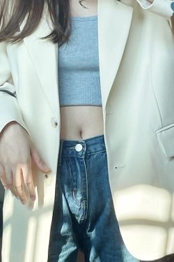 White Women's Blazer - High-End Street Fashion Suit Jacket, Loose Casual Silhouette, Slim Fit for Spring & Autumn 2025