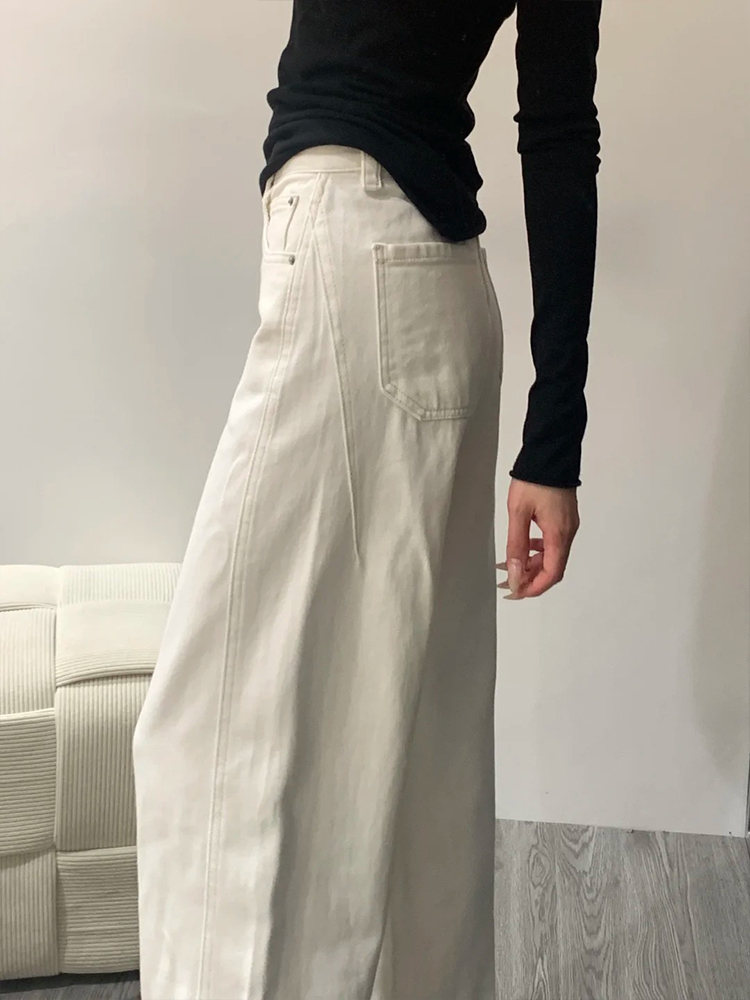 White Women's Plus Size Wide-Leg Curved Knife Pants - Summer 2025 Flattering Scythe Design for Effortless Style White Women's Plus Size Wide-Leg Curved Knife Pants - Summer 2025 Flattering Scythe Design for Effortless Style
