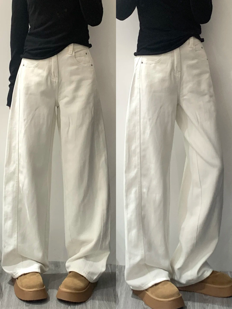 White Women's Plus Size Wide-Leg Curved Knife Pants - Summer 2025 Flattering Scythe Design for Effortless Style White Women's Plus Size Wide-Leg Curved Knife Pants - Summer 2025 Flattering Scythe Design for Effortless Style